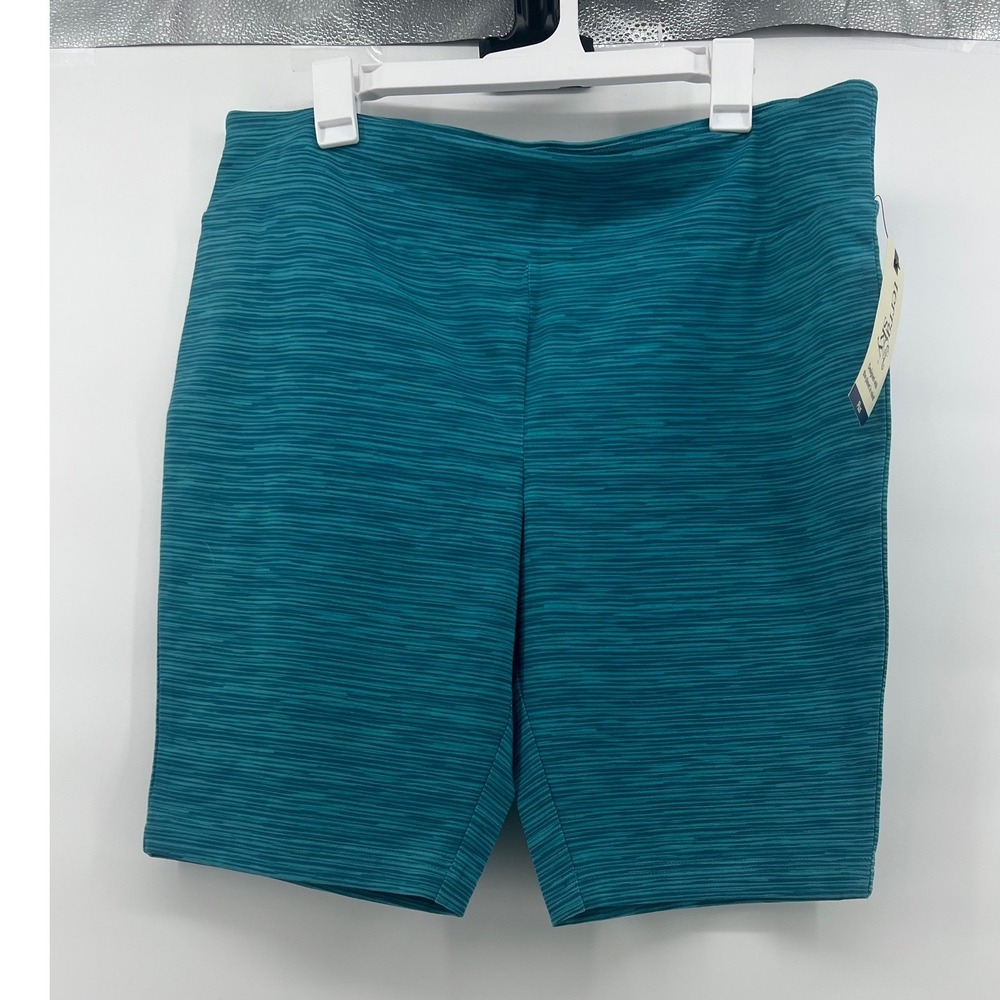 Terra & Sky Bike Shorts Women 1X Teal Space Dye Athletic Yoga